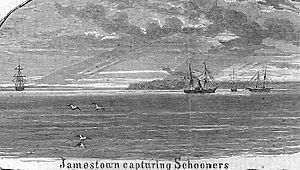 CSS Jamestown capturing schooners