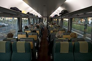Inside TranzAlpine train carriage