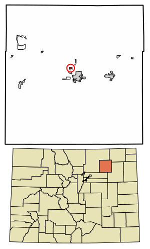 Location of the Morgan Heights CDP in Morgan County, Colorado.