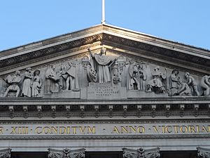 Pediment of the western portico of the Royal Exchange, London