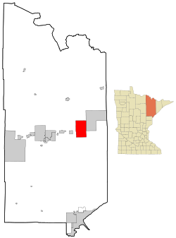 Location of the city of Hoyt Lakeswithin Saint Louis County, Minnesota
