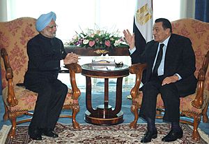 The Prime Minister, Dr. Manmohan Singh meeting the President of Egypt, Mr. Hosni Mubarak on the sideline of the 15th NAM Summit, at Sharm El Sheikh, Egypt, on July 16, 2009
