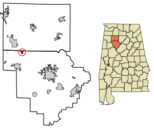Location of Nauvoo in Walker County and Winston County, Alabama.