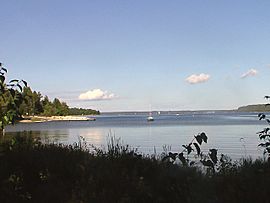Boat launch viewed from the Nicolet Bay Trail near campsite 16