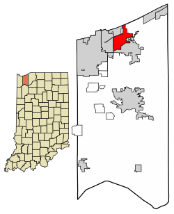Location of Porter in Porter County, Indiana.