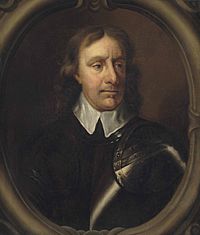 Portrait of Oliver Cromwell, in a painted oval (by After Samuel Cooper)