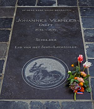 Possible burial place of Johannes Vermeer in Oude Kerk. Delft, Netherlands