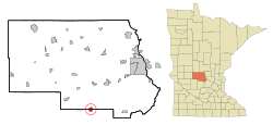 Location of Eden Valleywithin Meeker and Stearns Countiesin the state of Minnesota