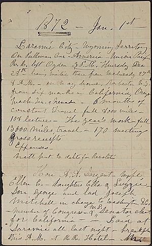 Susan B Anthony diary for Jan 1 1872