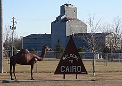 Welcome sign on Nebraska Highway 11 at northern edge of Cairo