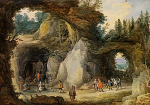 'A Hermit before a Grotto' by Joos de Momper the Younger and Jan Brueghel the Elder
