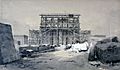 Construction of the Euston Arch, London, January 1838