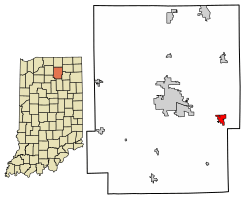 Location of Pierceton in Kosciusko County, Indiana.
