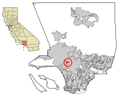 Location of West Hollywood in Los Angeles County, California