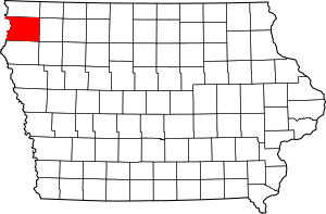 Map of Iowa highlighting Sioux County