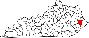 Map of Kentucky highlighting Floyd County