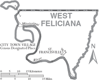 Map of West Feliciana Parish Louisiana With Municipal Labels