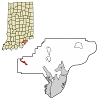 Location of Borden in Clark County, Indiana.