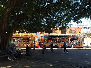 Food stalls from under the spreading trees, Ekka, Brisbane, 2015