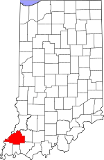 Map of Indiana highlighting Gibson County