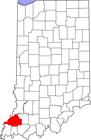 Map of Indiana highlighting Gibson County