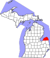 State map highlighting Huron County