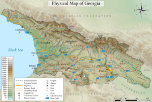 Physical Map of Georgia (en)