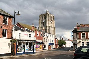 St. Michael's Church, Beccles, Suffolk, South and east faces of the tower - geograph.org.uk - 219880.jpg