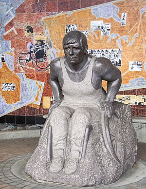 Statue of Rick Hansen at Rogers Arena