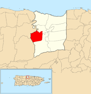 Location of Bajura Adentro within the municipality of Manatí shown in red