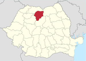 Location of Bistrița-Năsăud County in Romania