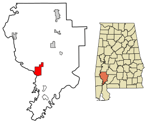 Location of Jackson in Clarke County, Alabama.