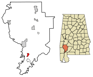 Location of Rockville in Clarke County, Alabama.