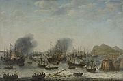 De overwinning op de Spanjaarden bij Gibraltar door een vloot onder bevel van admiraal Jacob van Heemskerck, 25 april 1607, SK-A-2162