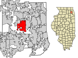 Location of Wheaton in DuPage County, Illinois.