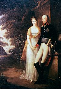 Friedrich Wilhelm III mit Königin Luise im Park von Schloss Charlottenburg