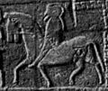 Govan sarcophagus, black and white (cropped horseman)
