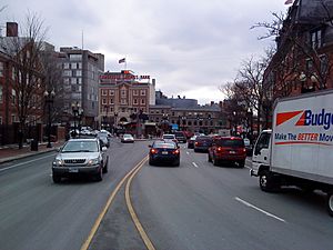 Harvard Square at Peabody Street and Mass Avenue