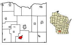 Location of Mineral Point in Iowa County, Wisconsin.