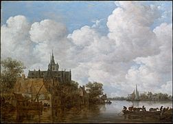 Jan Josephsz. van Goyen - River Landscape with a Ferry and a Church - 07.502 - Museum of Fine Arts