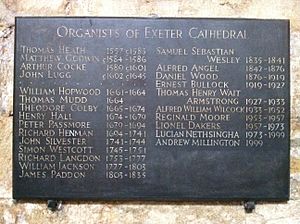 List of the organists of Exeter Cathedral
