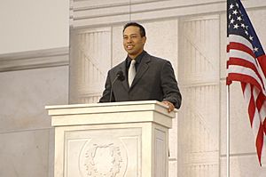Tiger Woods speaks at We Are One