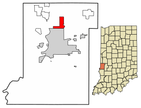 Location of North Terre Haute in Vigo County, Indiana.