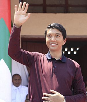 Andry Rajoelina greeting crowd