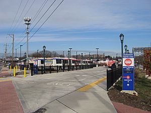 Looking north on 309 towards Cedarbrook from Cheltenham Avenue. In the foreground in the Cheltenham-Ogontz Bus Terminal, and in the background are the Towers at Wyncote.