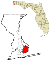 Location in Escambia County and the state of Florida