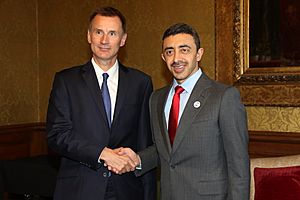Jeremy Hunt with Abdulla bin Zayed Al Nahyan in London - 2018 (29653209427)