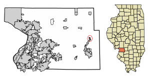 Location of Grantfork in Madison County, Illinois.