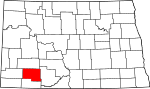 State map highlighting Hettinger County
