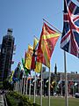 County flags around Parliament Square, 2019